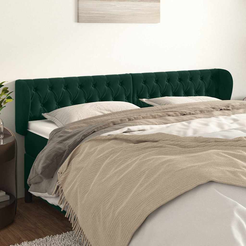 Kopfteil mit Ohren Dunkelblau 93x23x78/88 cm Samt