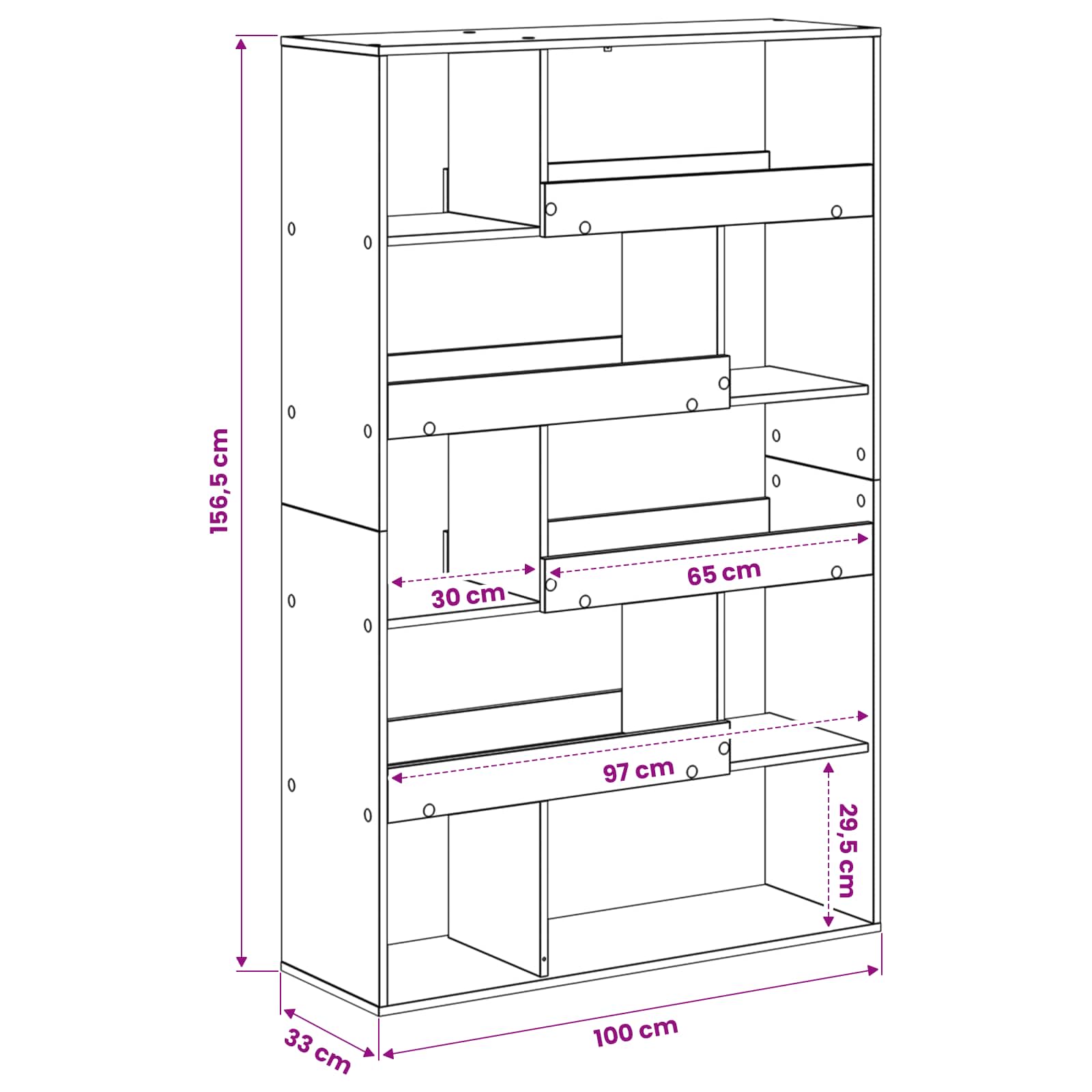 Bücherregal Räuchereiche 100x33x156,5 cm Holzwerkstoff