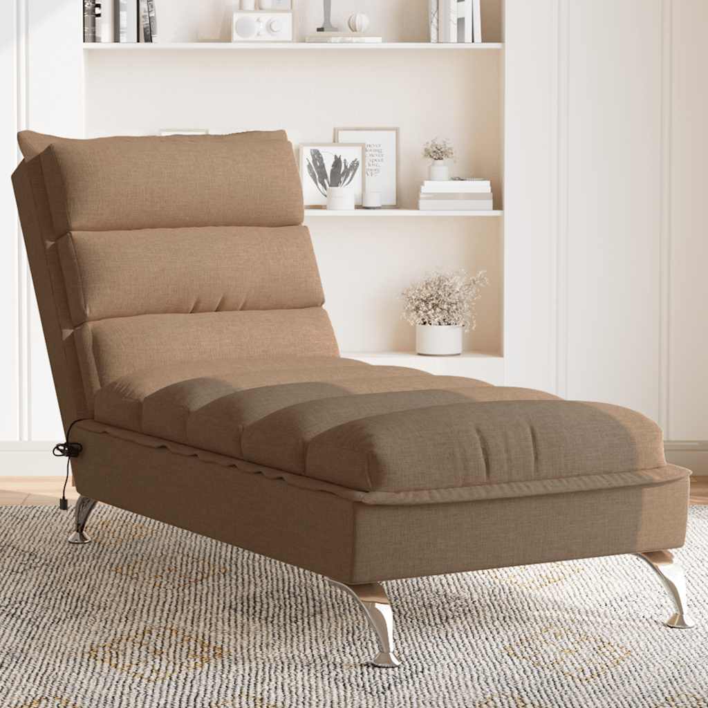 Chaiselongue mit Kissen Hellgrau Stoff