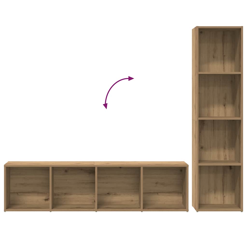 3-tlg. Bücher-/TV-Schrank Set Weiß 180×30×180 cm