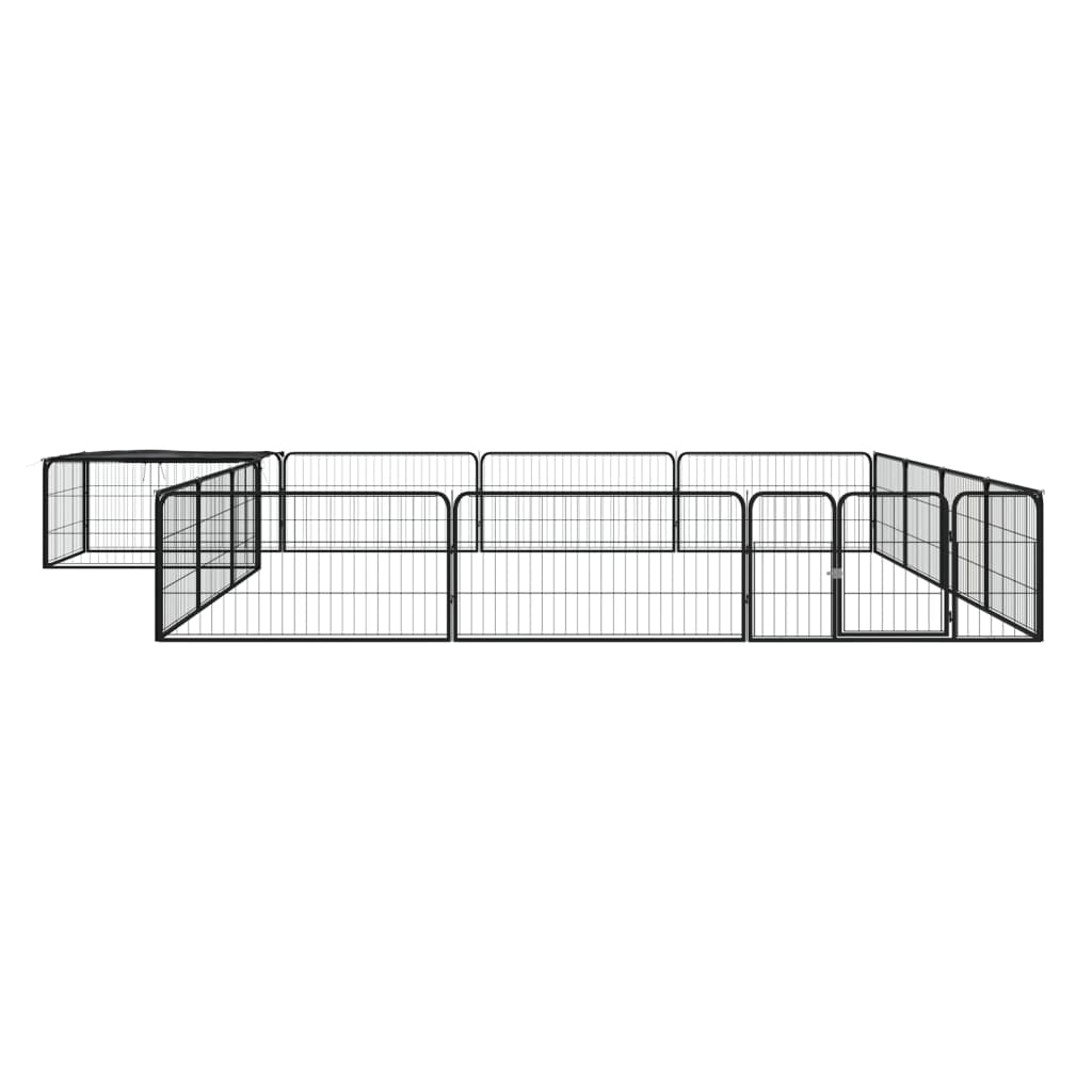 4-tlg. Hundelaufstall Schwarz 100x50cm Stahl Pulverbeschichtung