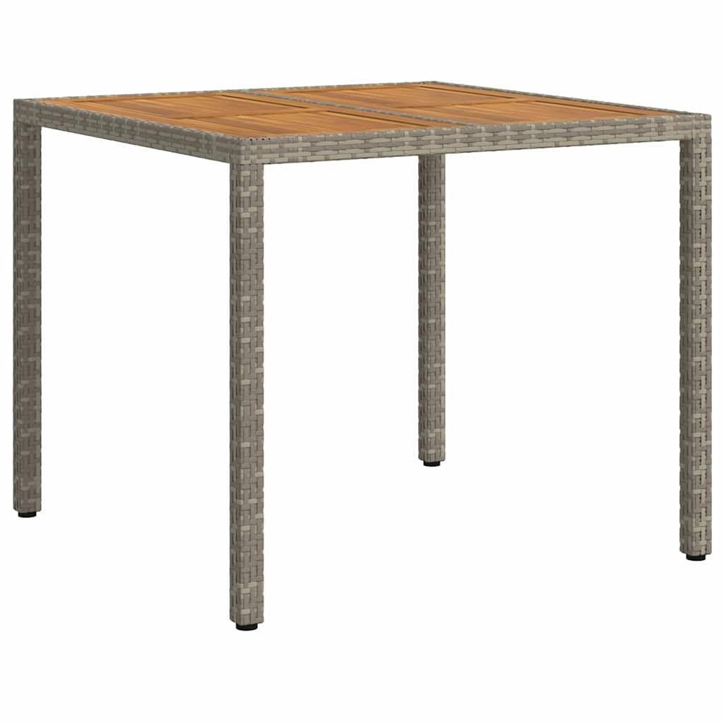 Gartentisch 150x90x75 cm Hartglas und Poly Rattan Grau