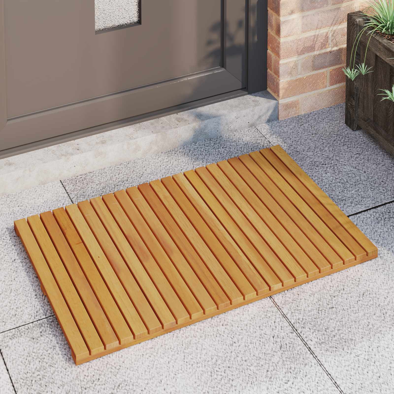 Badematte Uni Braun 60 x 40 cm Massives Akazienholz