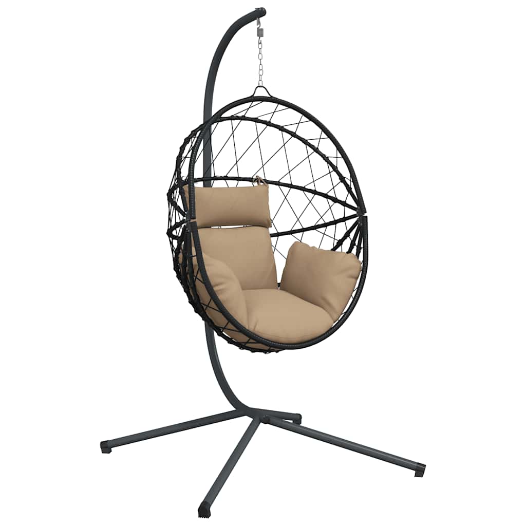 Hängesessel Ei-Design mit Ständer Anthrazit Rattan und Stahl