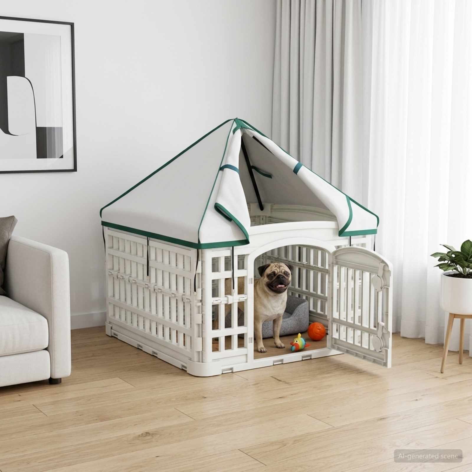 4-Panel-Hundespielplatz mit Dach 60 x 60 x 82 cm Kunststoff