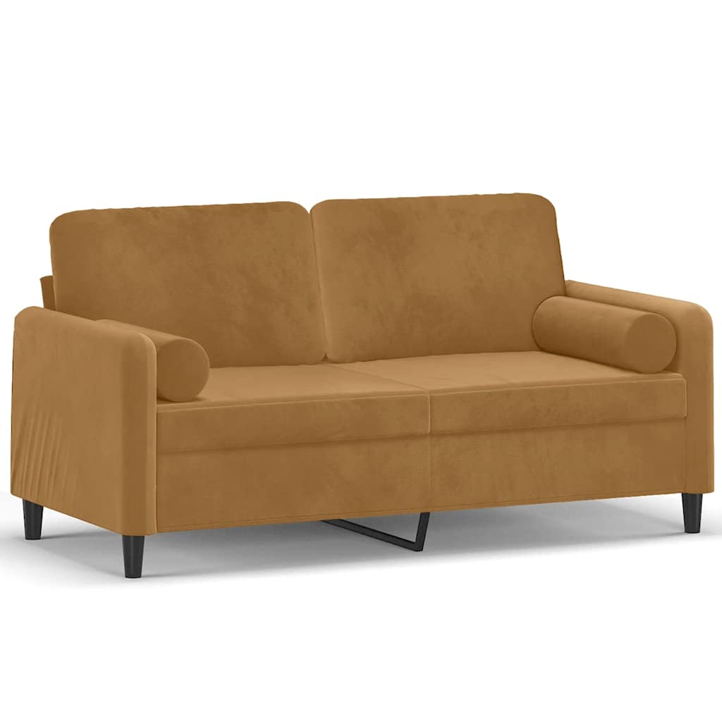 2-Sitzer-Sofa mit Zierkissen Dunkelgrün 120 cm Samt