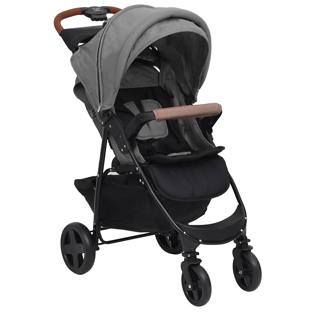 2-in-1 Kinderwagen Hellgrau Stahl