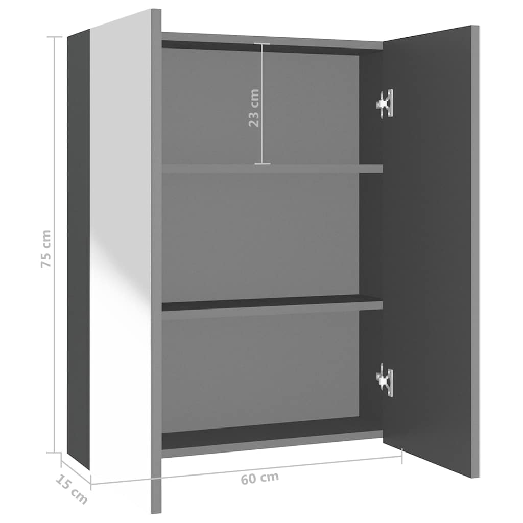 Bad-Spiegelschrank 60x15x75 cm MDF Glänzendes Schwarz