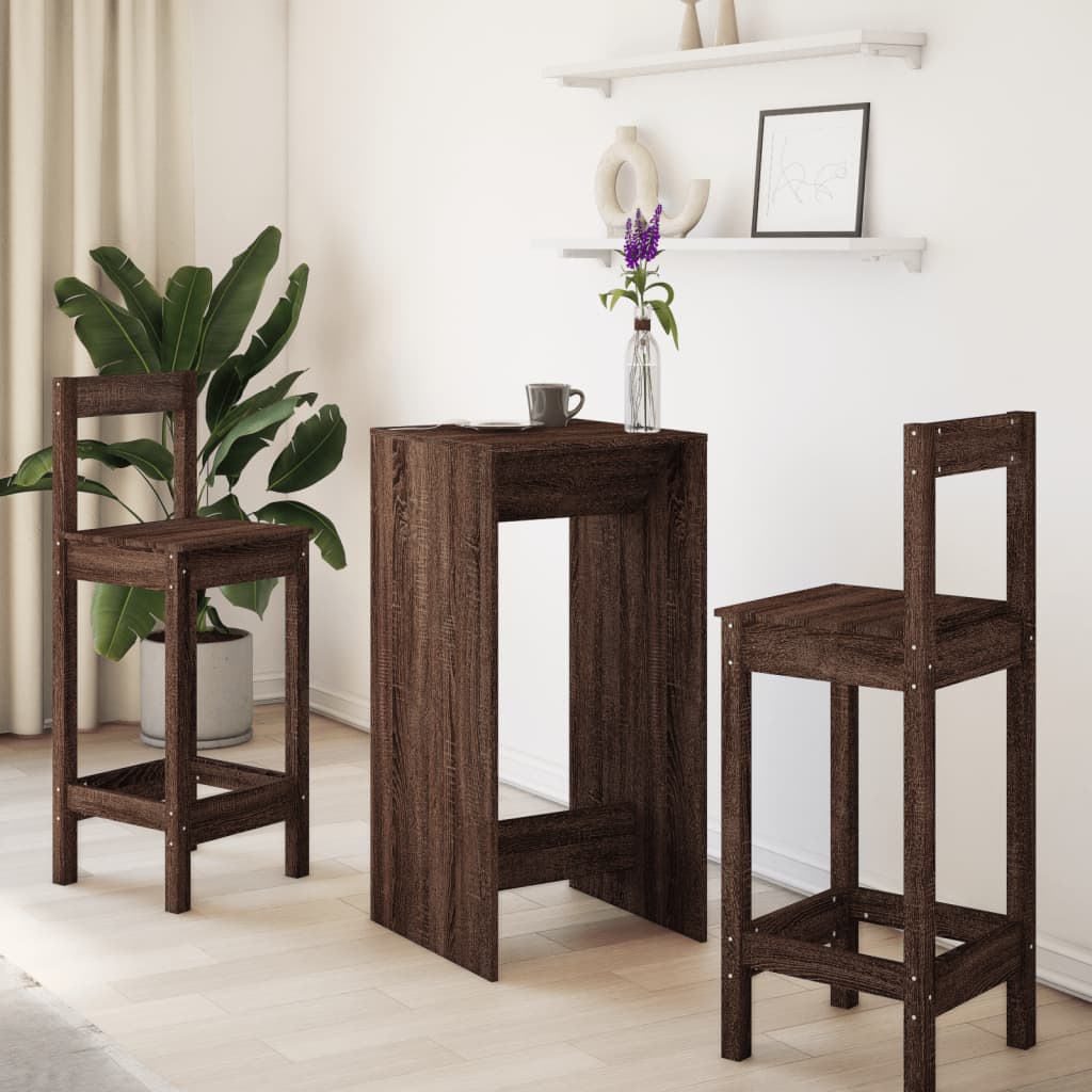 Bartisch Schwarz Eichen-Optik 102 x 50 x 103,5 cm Holzwerkstoff
