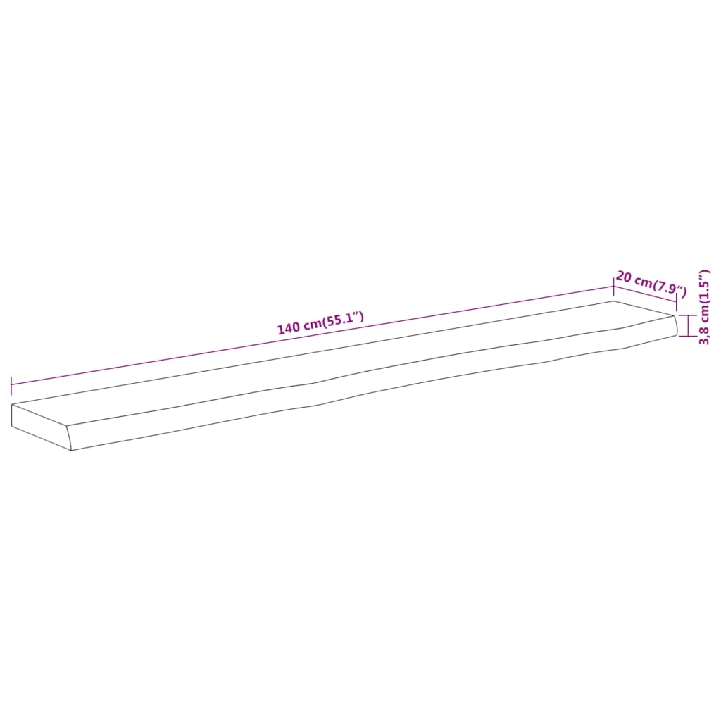 Wandregal 40x20x2,5 cm Rechteckig Massivholz Akazie Baumkante
