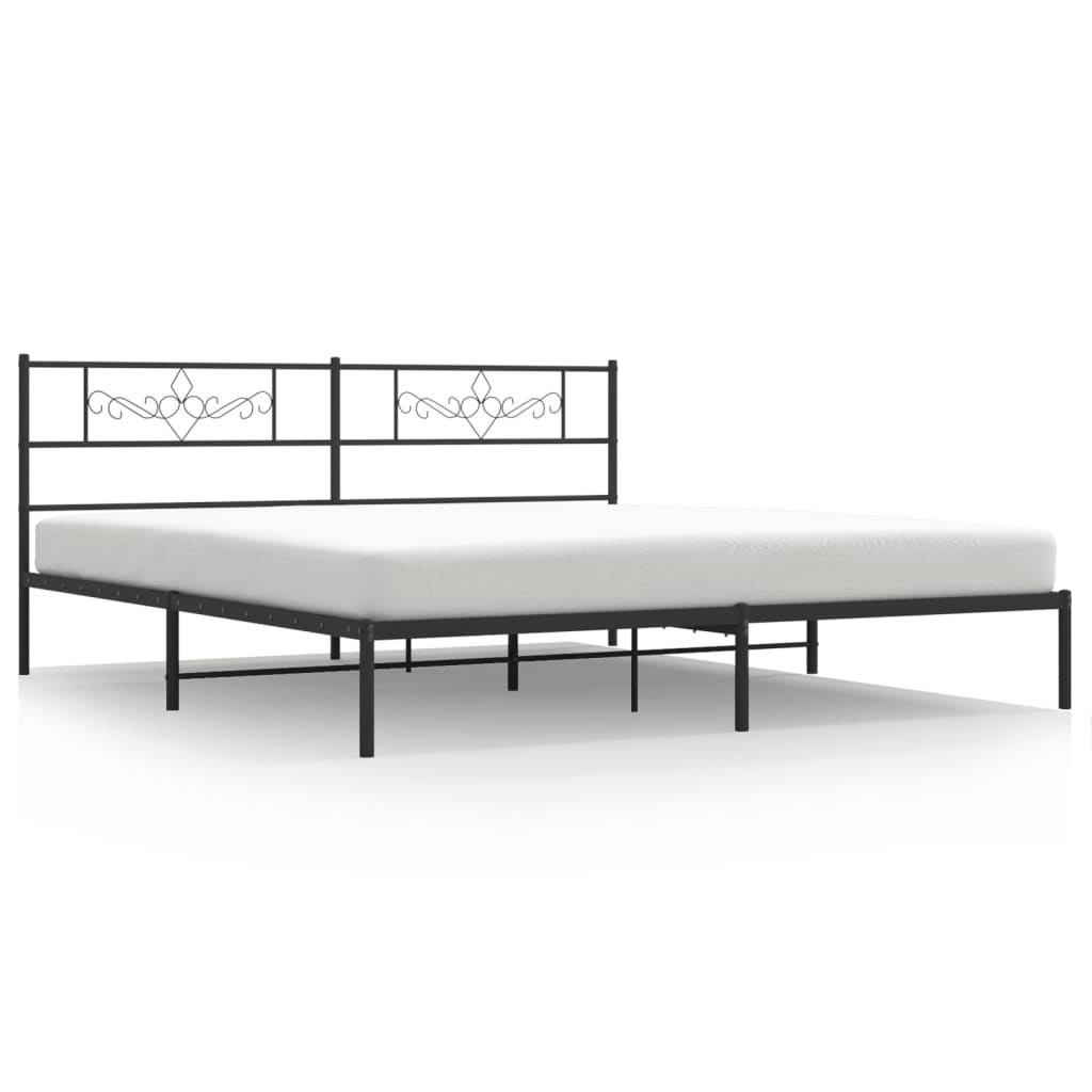 Bettgestell mit Kopfteil Metall Schwarz 100x190 cm