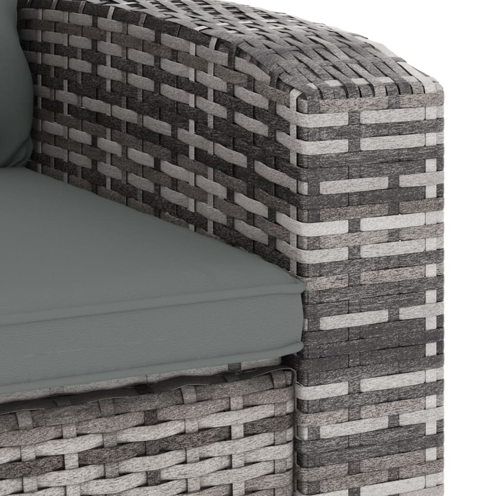 Gartensessel Verstellbar mit Kissen Hellbraun Poly Rattan