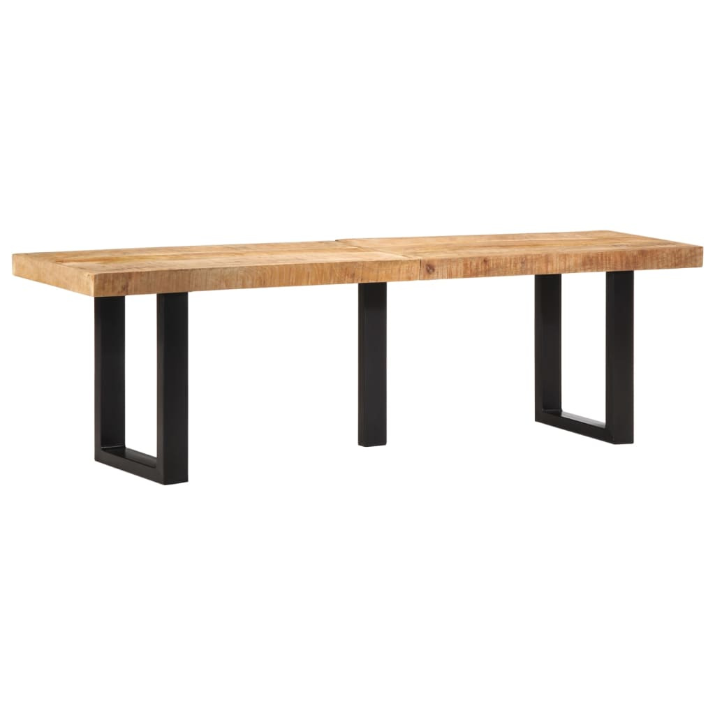 Sitzbank mit Naturkanten 110 cm Akazie Massivholz und Stahl