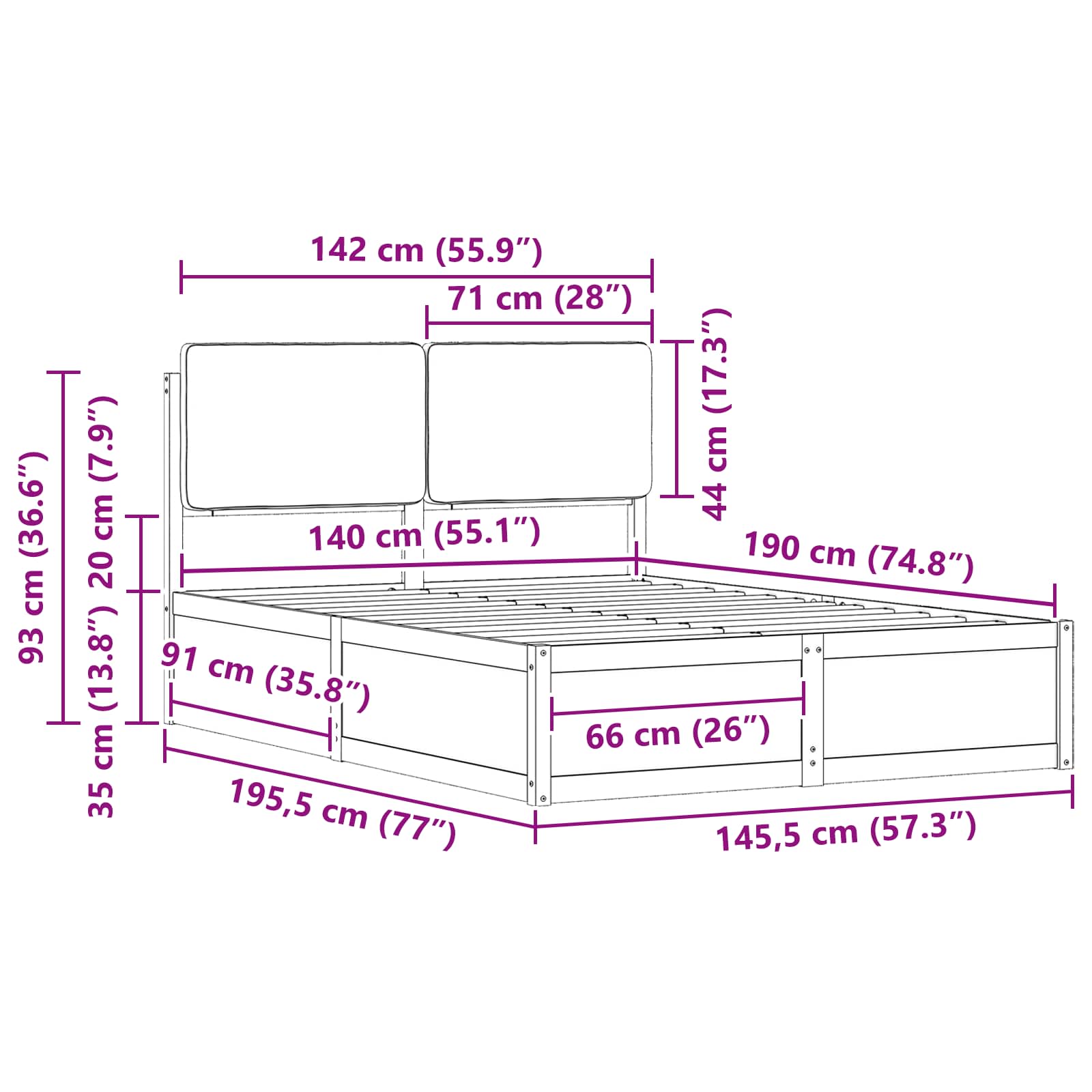 Bettgestell mit gepolstertem Kopfteil Hellgrau 200 x 200 cm