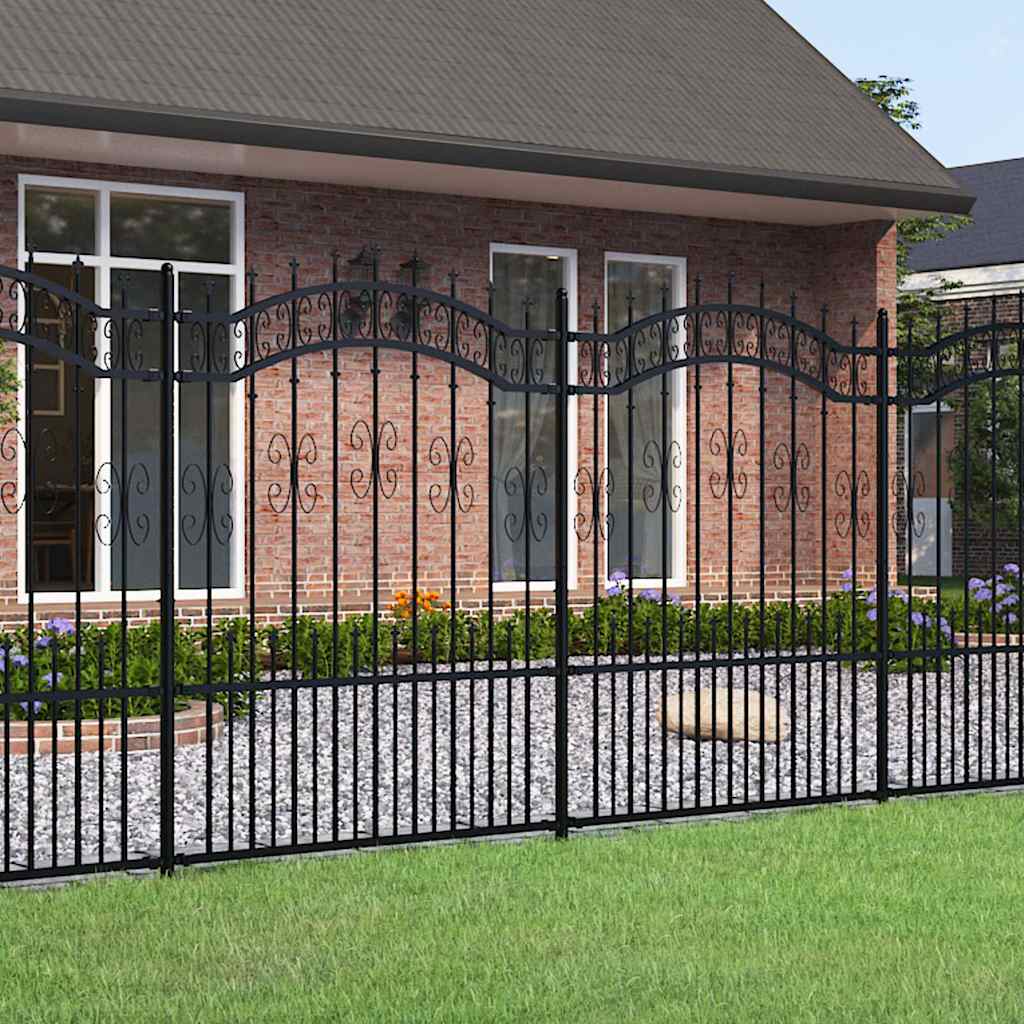 Gartenzaun KAMPEN mit Speerspitze Schwarz 240 x 75 cm Stahl