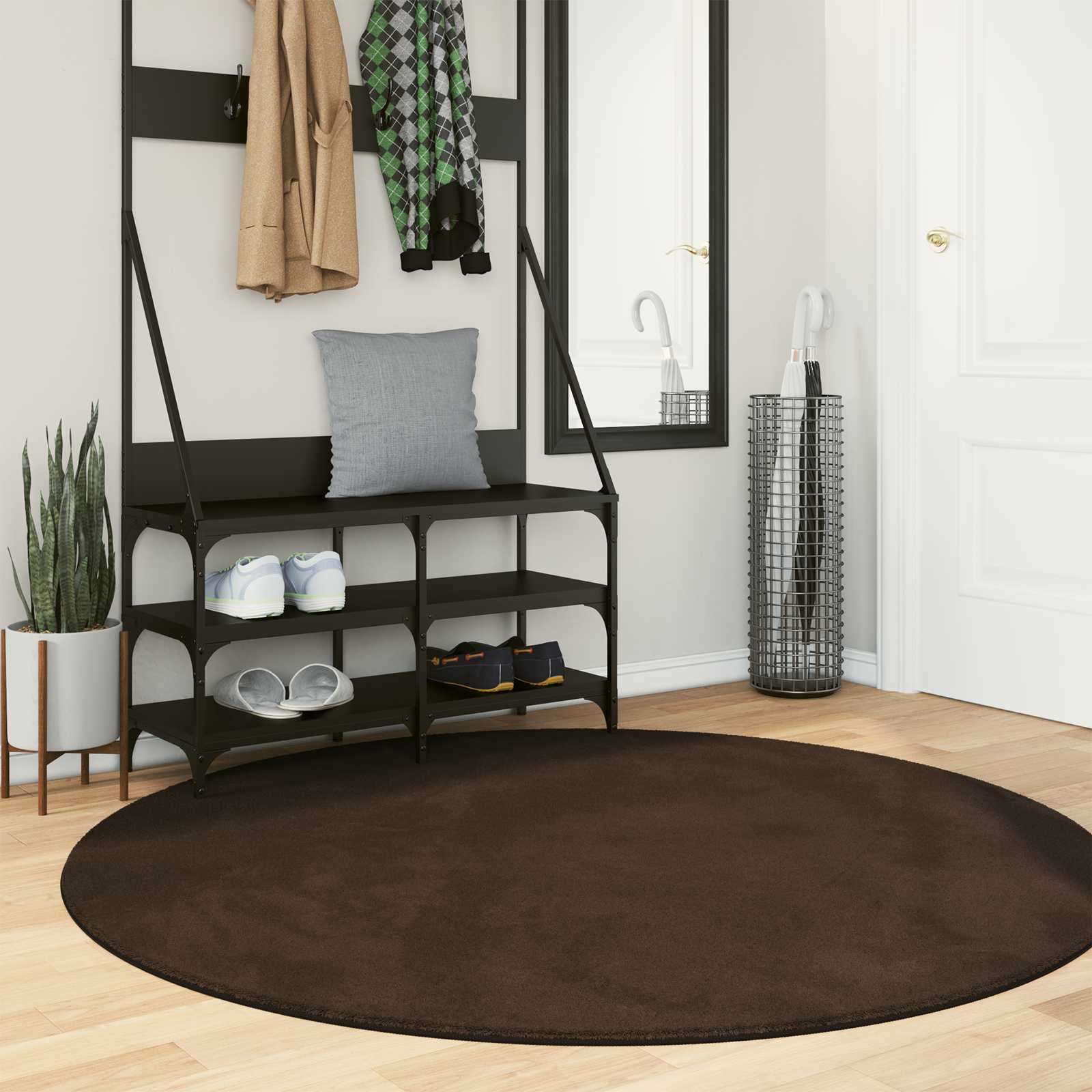 Teppich HUARTE Kurzflor Weich und Waschbar Anthrazit 60x110 cm
