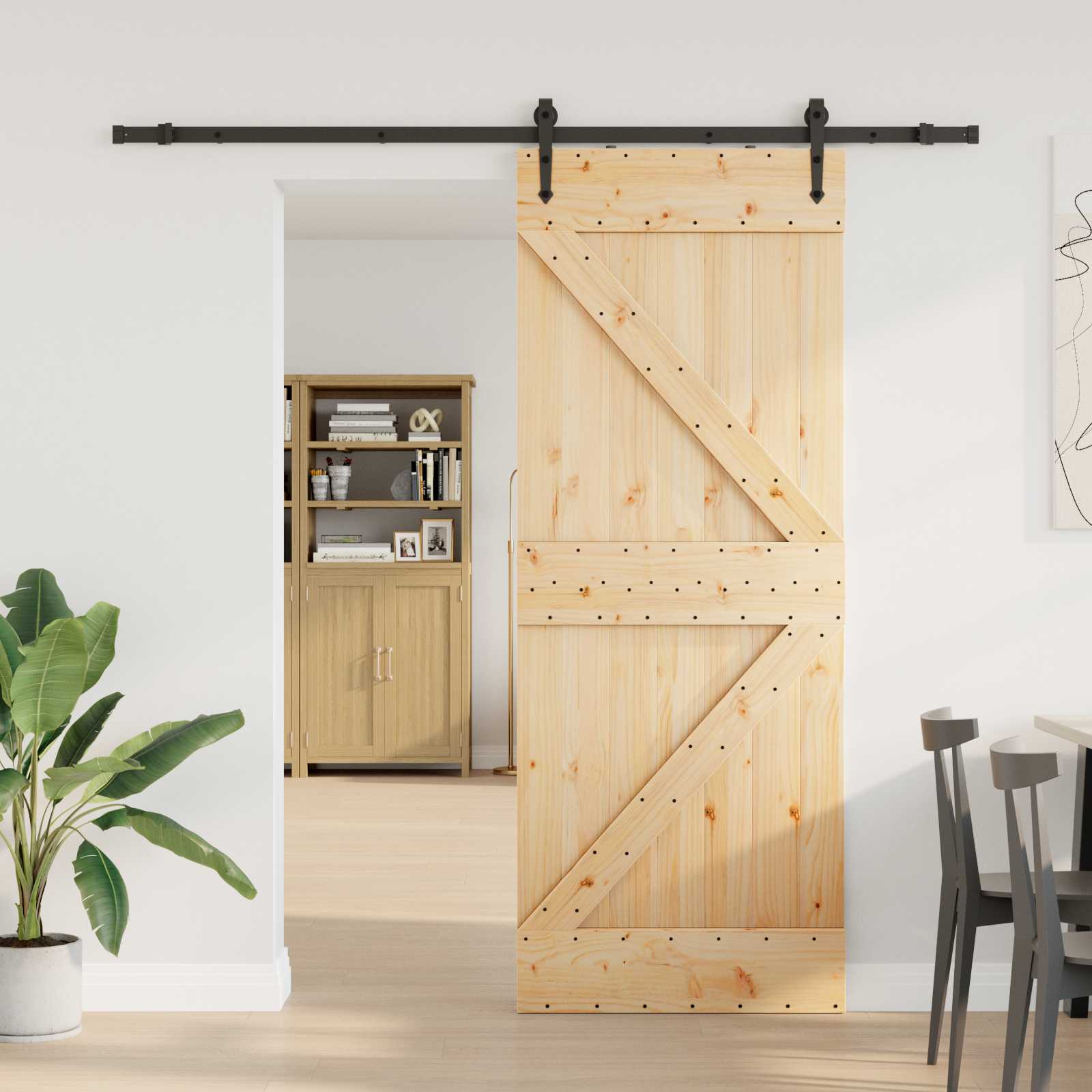 Schiebetür NARVIK Natürlich und Schwarz 70 x 210 cm (152,5 cm)
