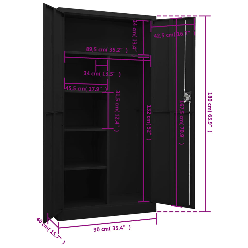 Schließfachschrank Weiß 90x40x180 cm Stahl