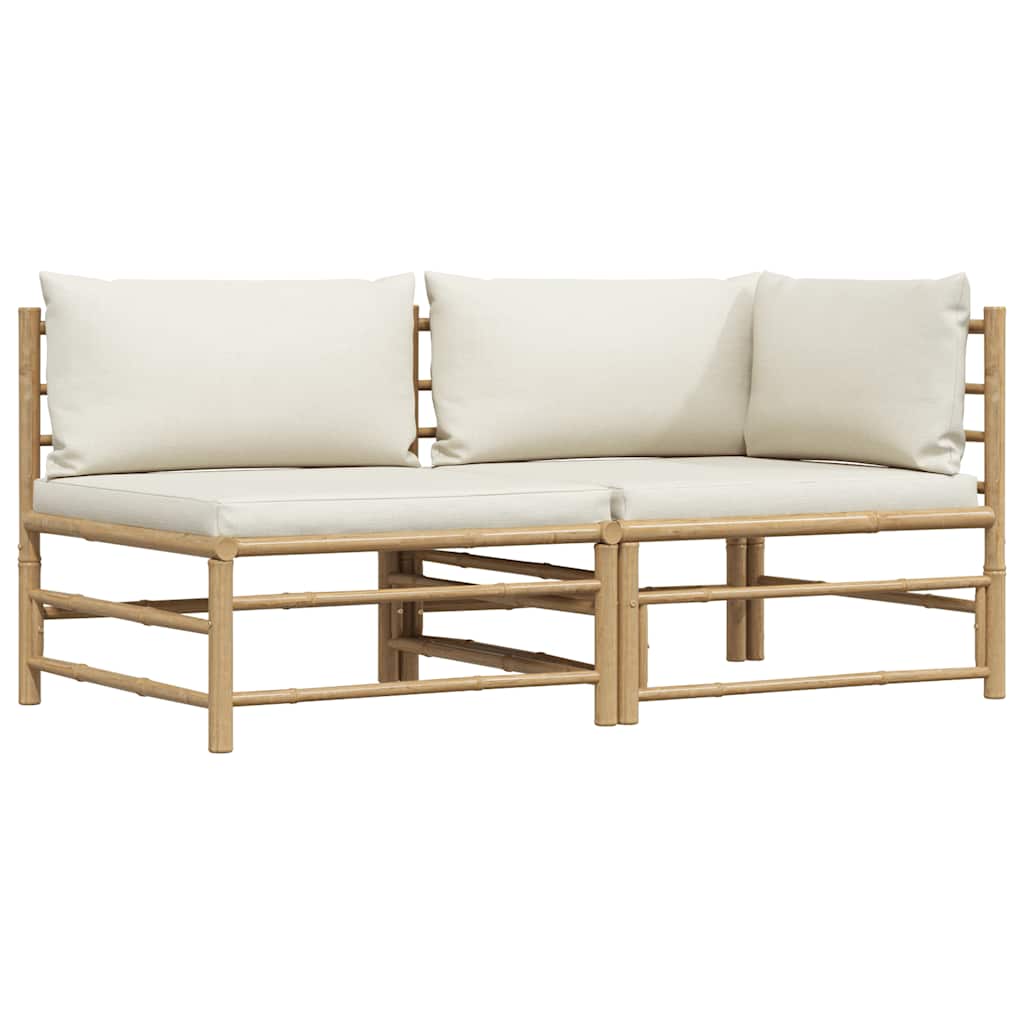 3-tlg. Garten-Lounge-Set mit Kissen Bambus