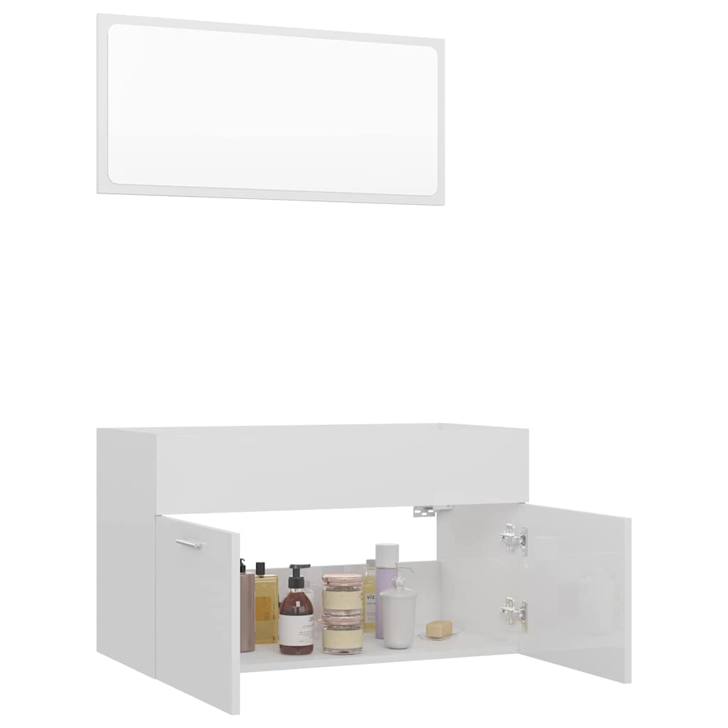 2-tlg. Badmöbel-Set Schwarz Holzwerkstoff