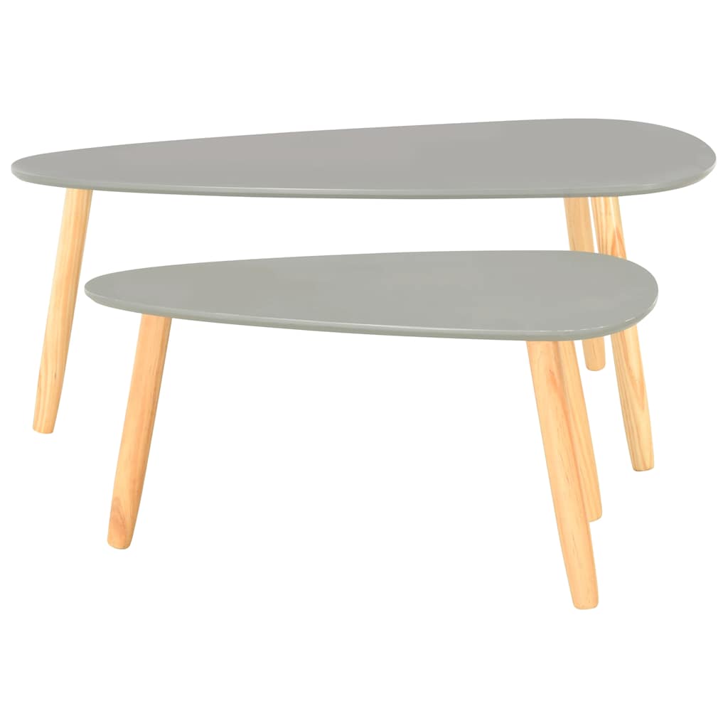 2-tlg. Couchtisch-Set Massivholz Kiefer Weiß