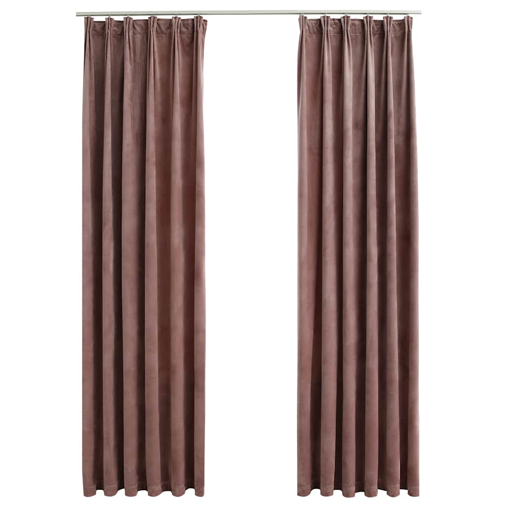 Verdunkelungsvorhänge mit Haken 2 Stk. Samt Schwarz 140x175 cm