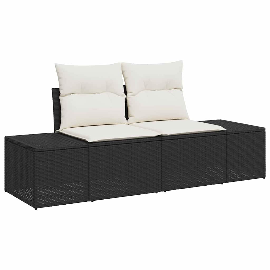 Garten Essgruppe mit Kissen 6 pcs Schwarz und Creme