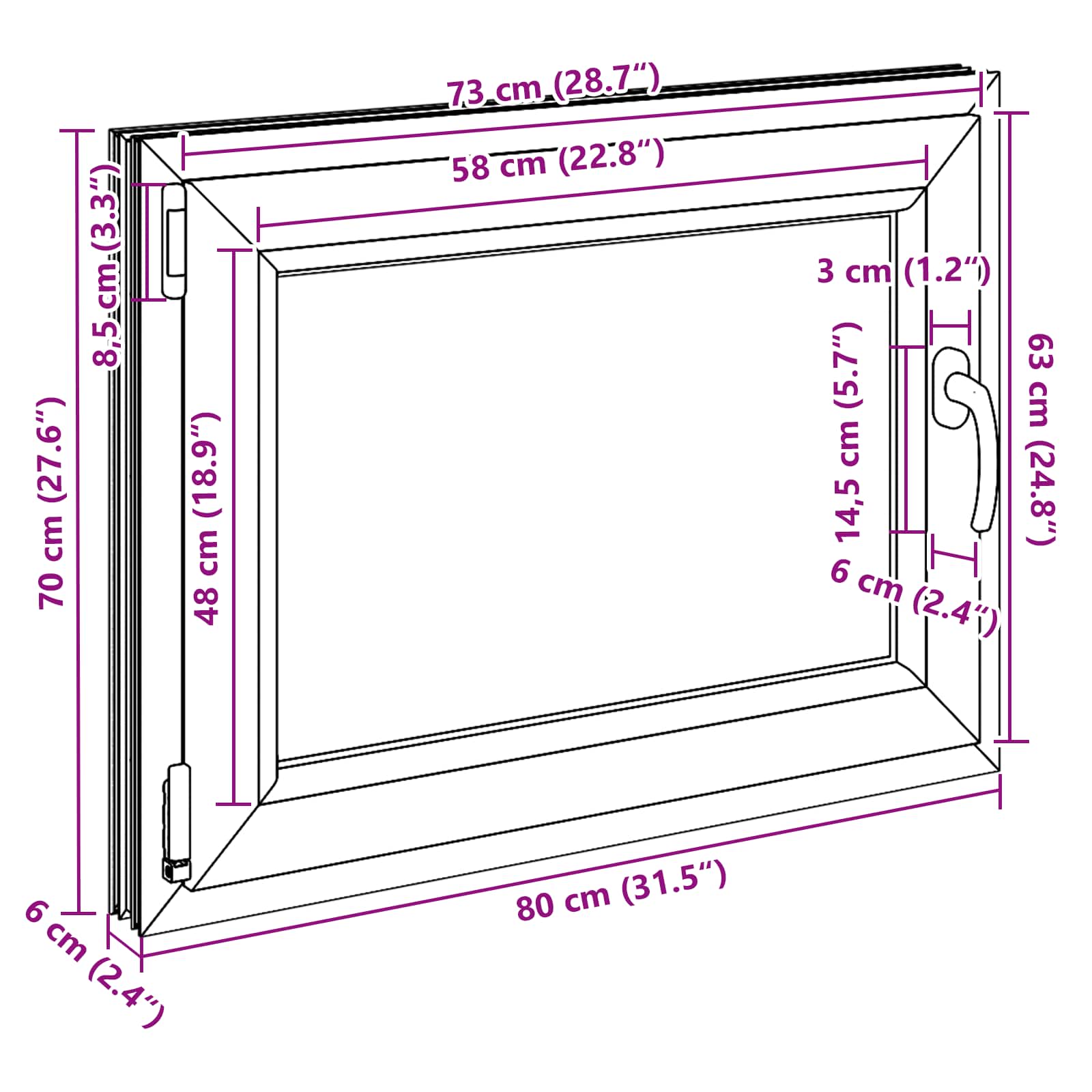 Kellerfenster RISOR 50 x 50 cm PVC und Glas Weiß