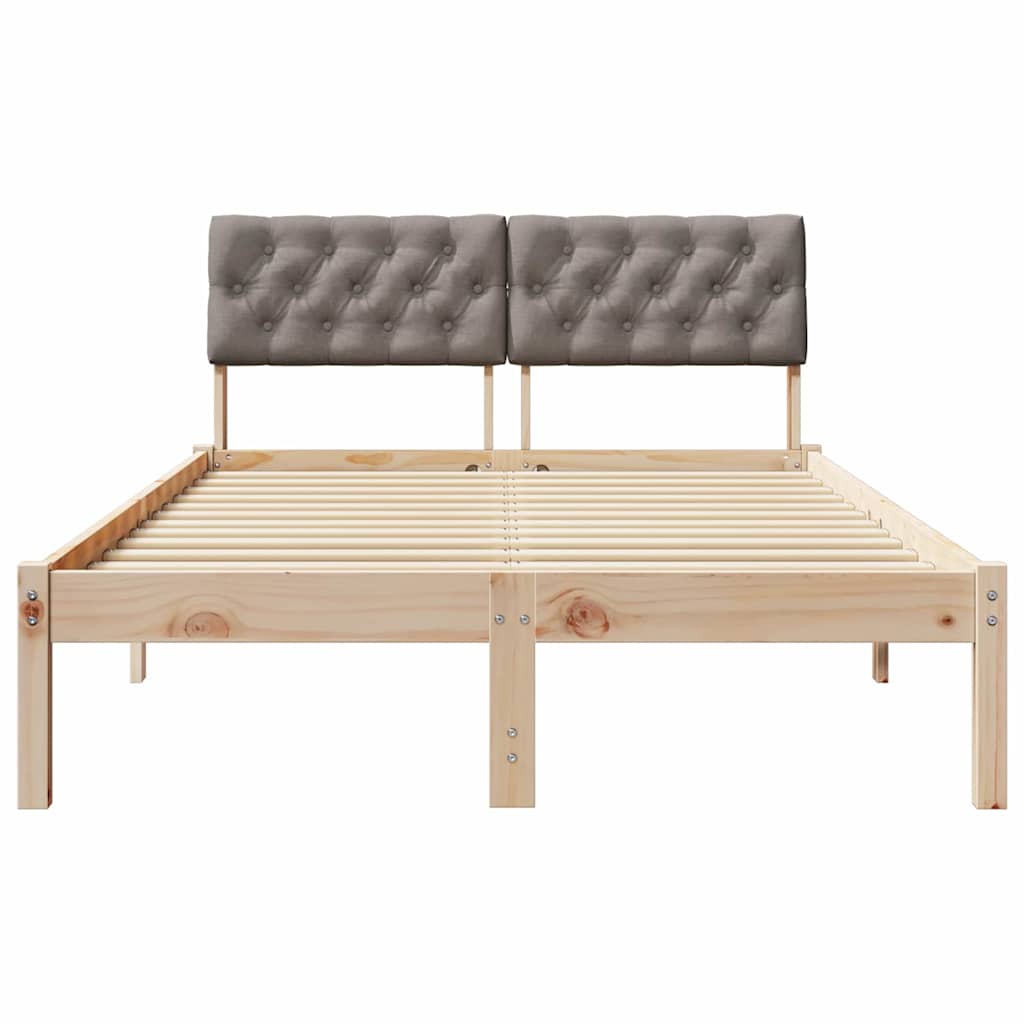 Bettgestell Braun und hellgrau 200 x 200 cm Massivholz Kiefer