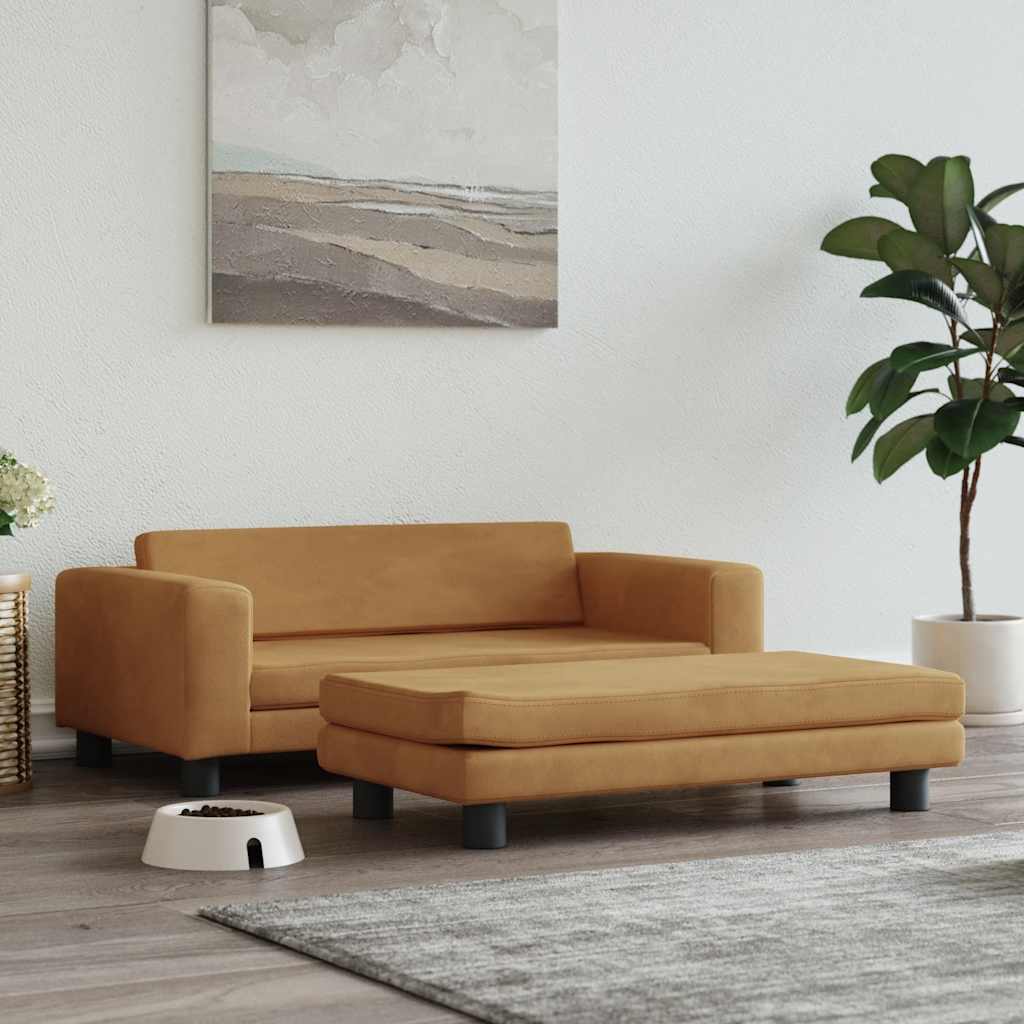 Hundebett mit Verlängerung Creme 100x50x30 cm Samt