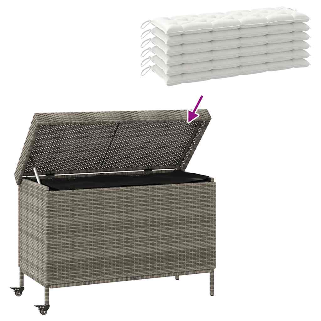 Gartentruhe mit Rollen Schwarz 110x55x73 cm Poly Rattan