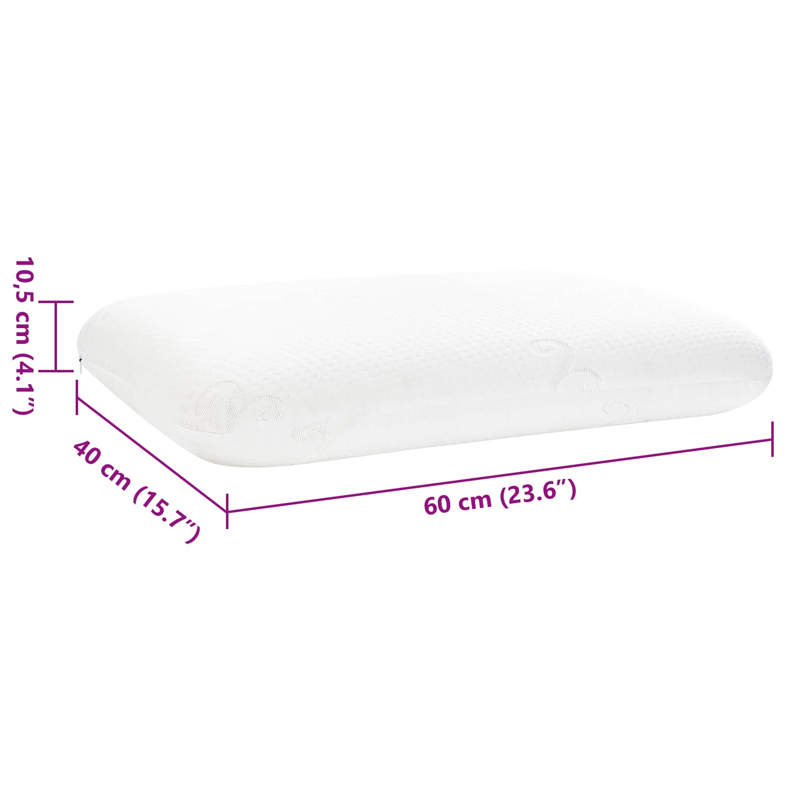 Schlafkissen Uni Weiß 70 x 36 x 6,5 cm Viscoschaum