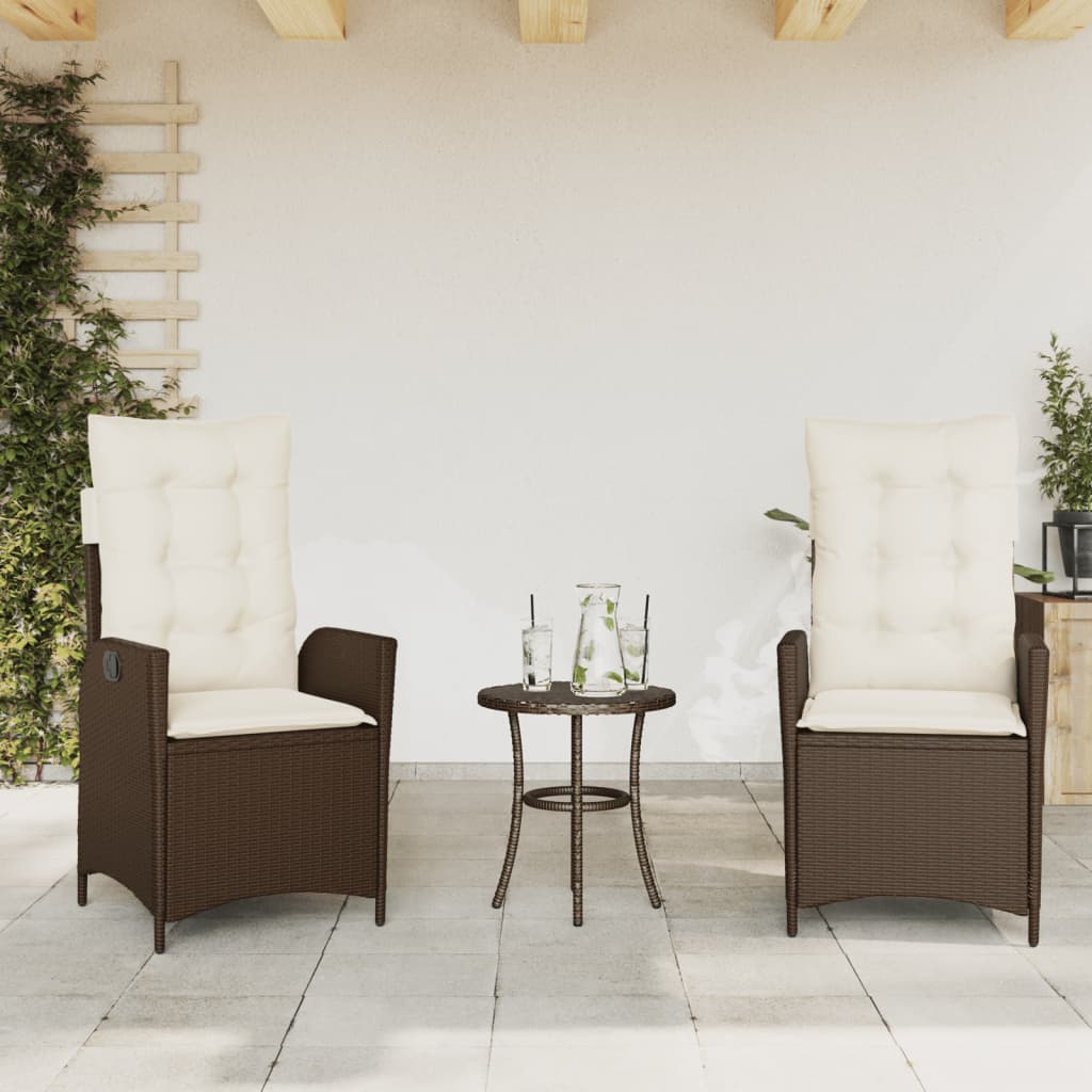 Gartensessel Verstellbar mit Kissen Schwarz Poly Rattan