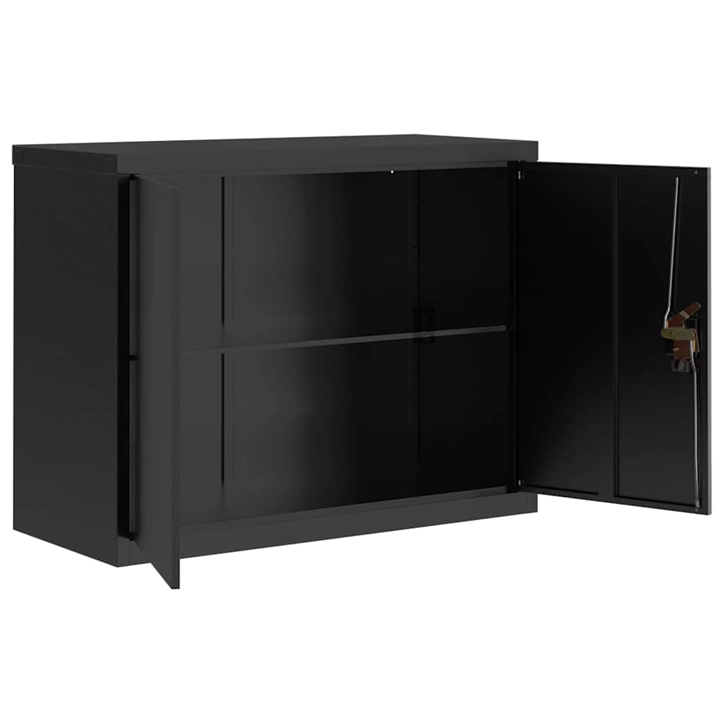 Aktenschrank mit 2 Türen Grau 90 cm Stahl