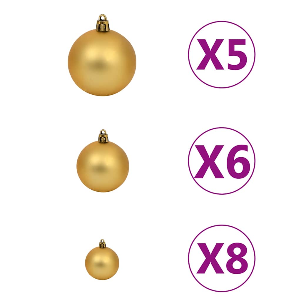 Künstlicher Weihnachtsbaum mit LEDs Kugeln Zapfen 150 cm