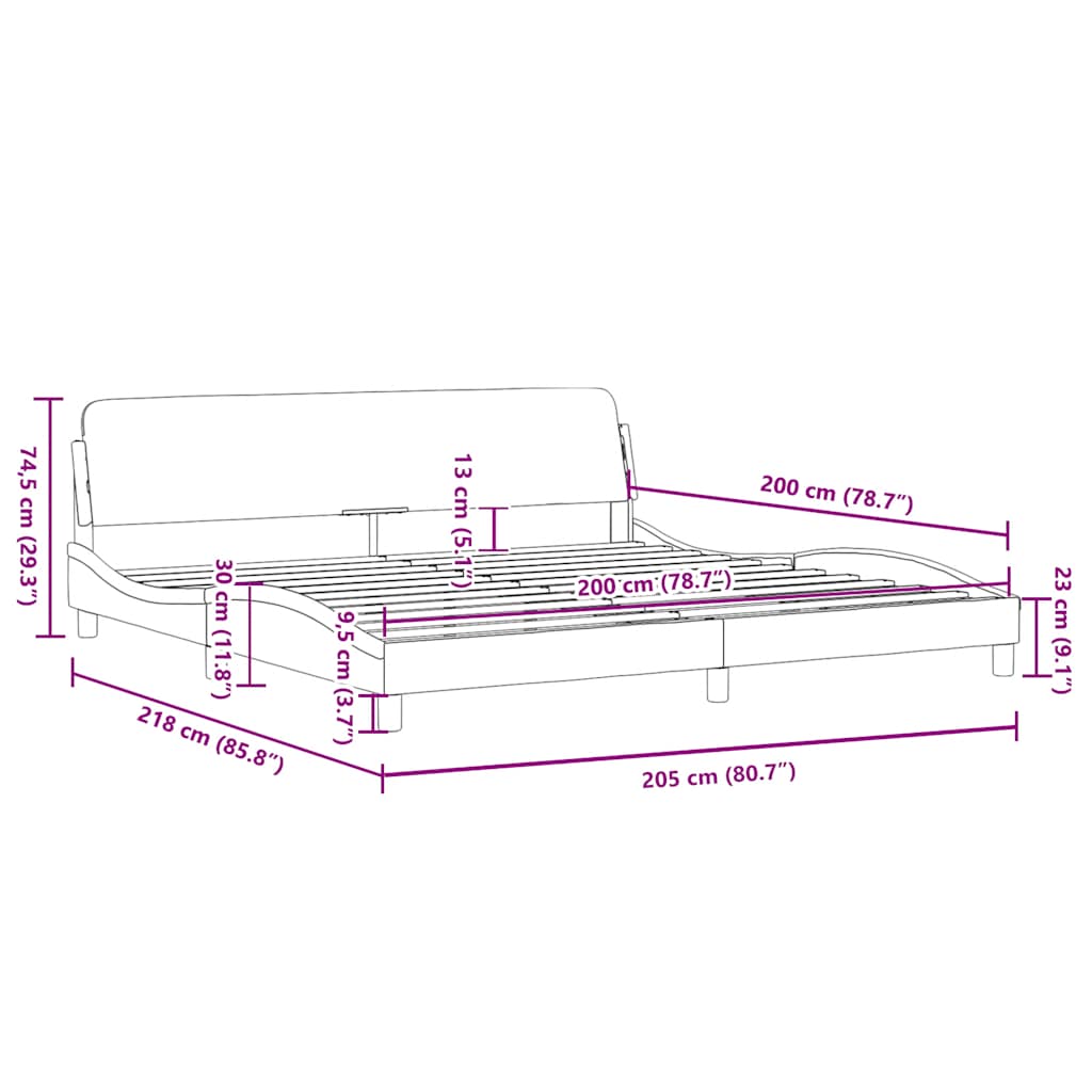 Bettgestell "Dover" Hellgrau 80x200 cm Samt