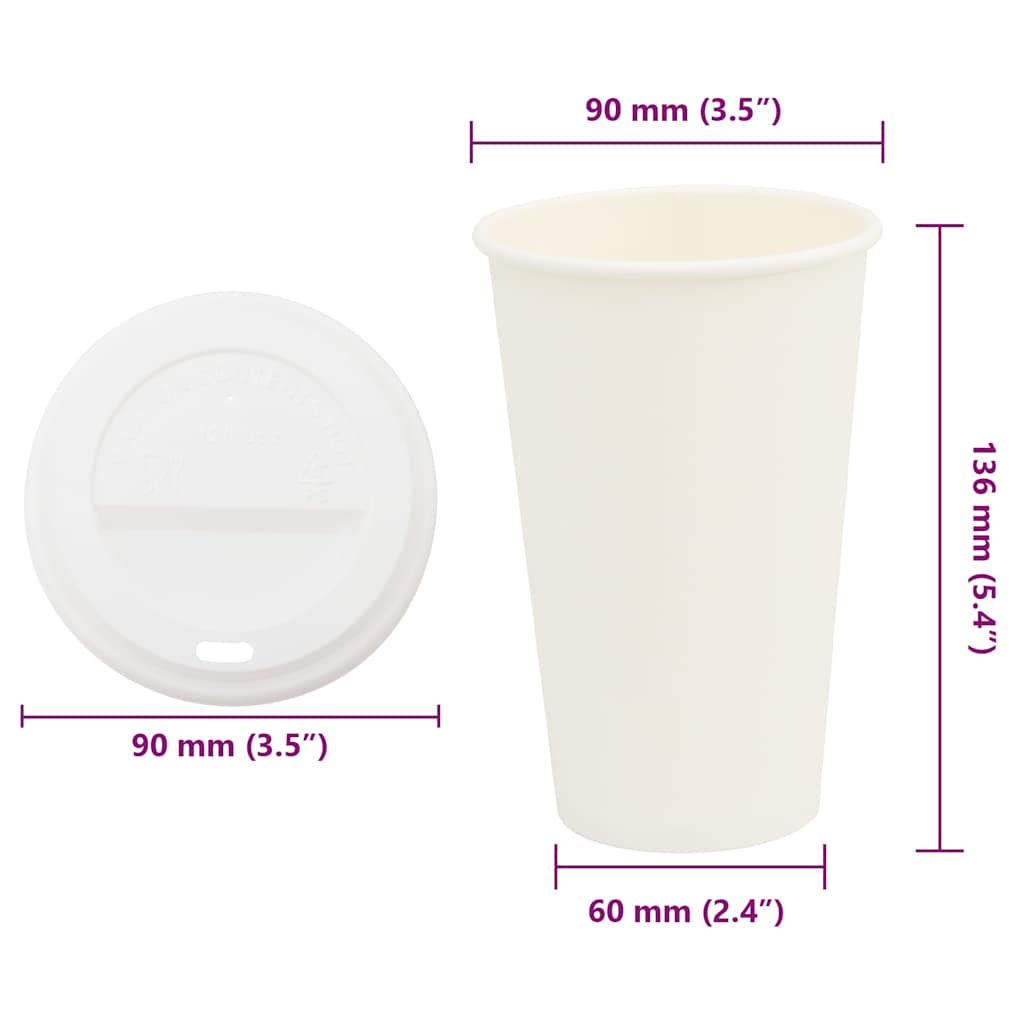 Pappbecher mit Deckeln 1000 Stk. 12oz 300ml