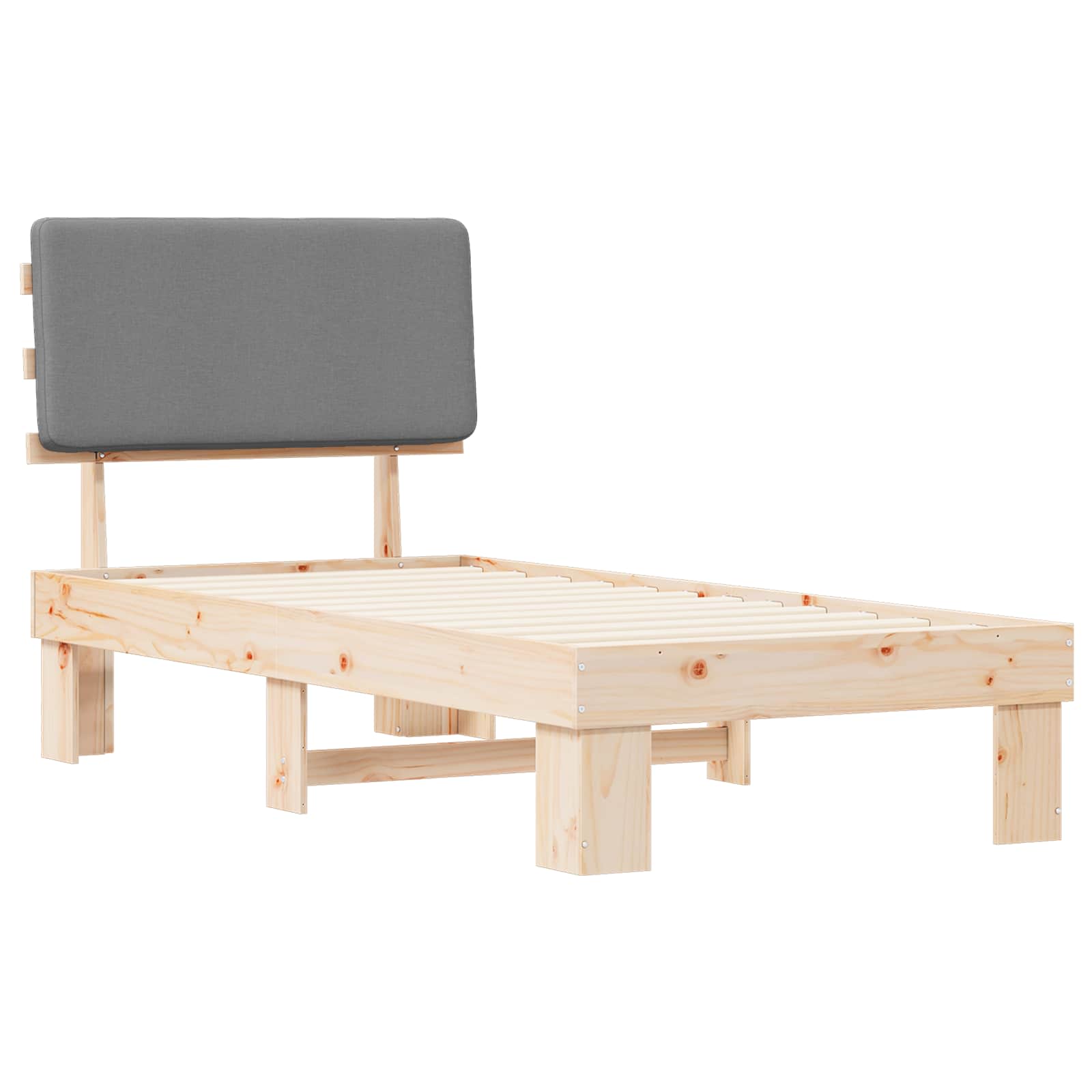 Bettgestell mit gepolstertem Kopfteil Hellgrau 200 x 200 cm