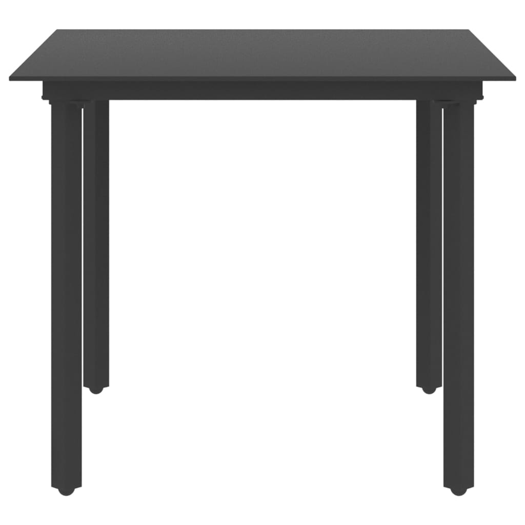 Garten-Esstisch Schwarz 150x80x74 cm Stahl und Glas