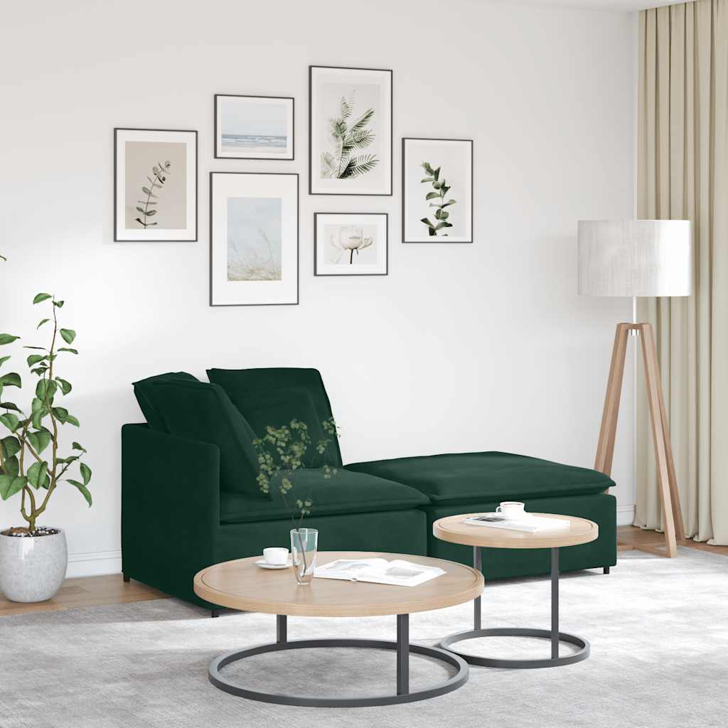 Modulares Sofa mit Fußhocker Kissen Samt Blau