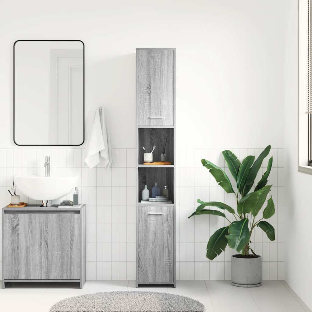 Badezimmerschrank Weiß 30x30x183,5 cm Holzwerkstoff