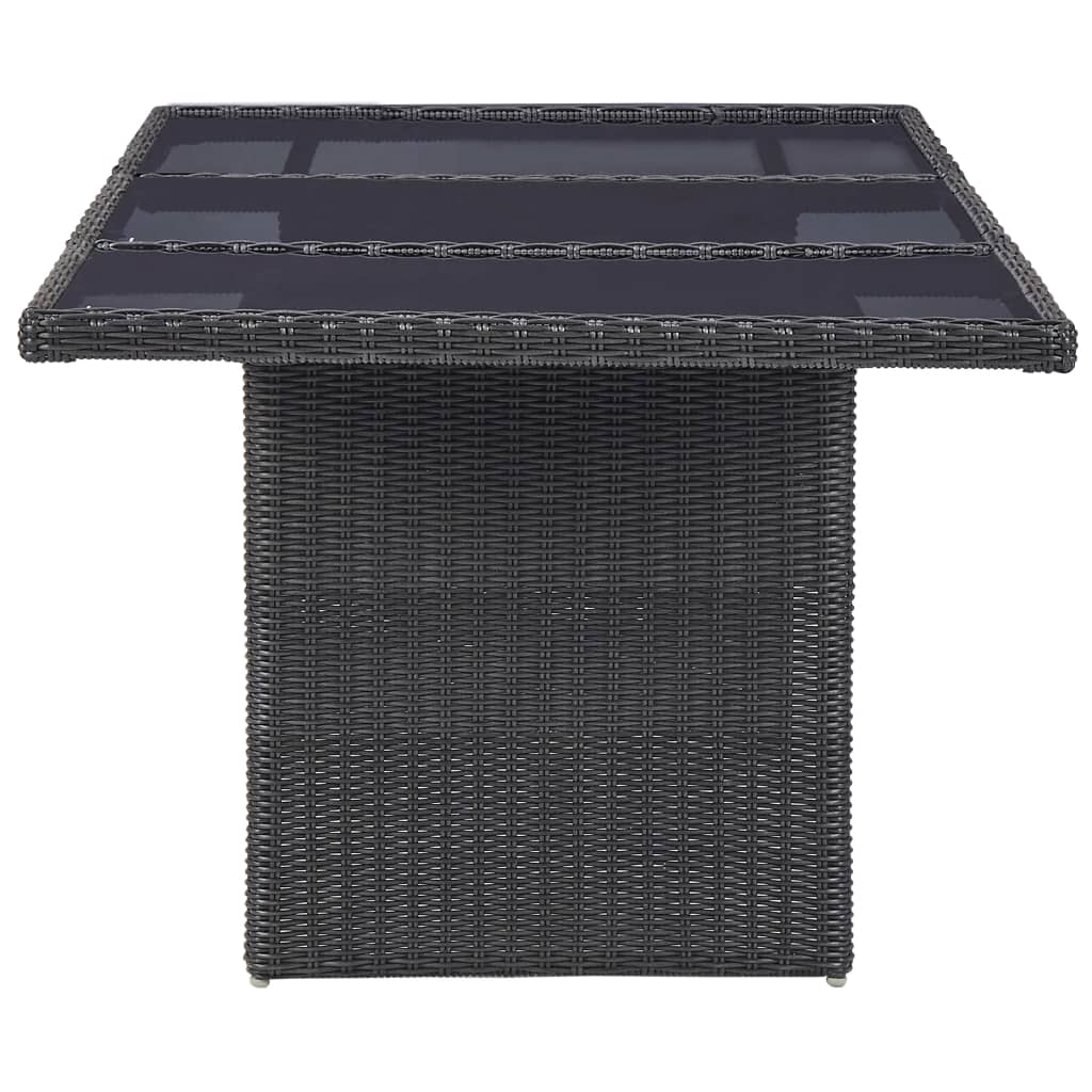 Garten-Esstisch Braun 200x100x74 cm Glas und Poly Rattan