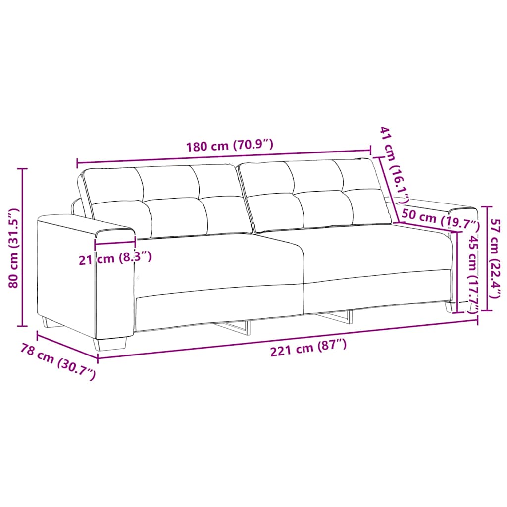 2-teiliges Sofa-Set mit Kissen, hellgrauer Samt