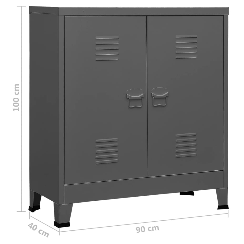 Lagerschrank Industrial Schwarz 90x40x100 cm Stahl