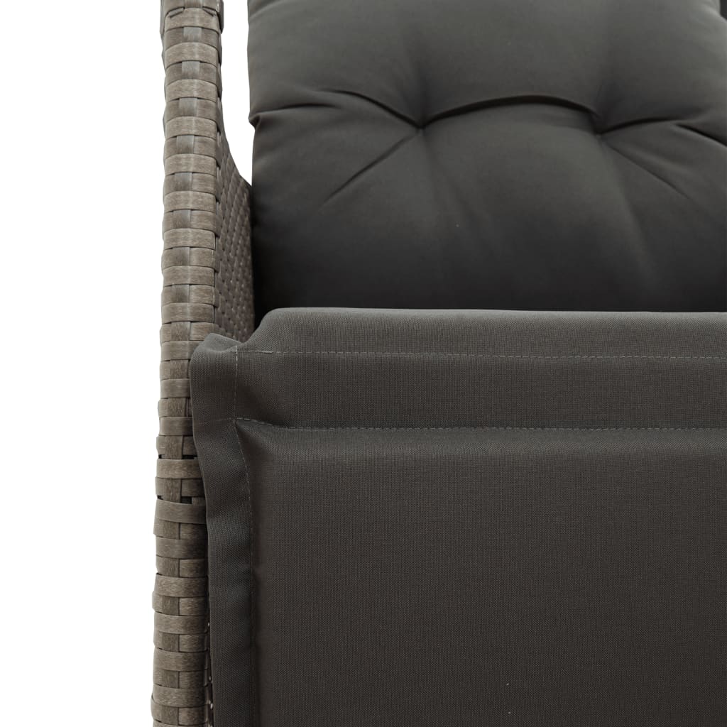 Gartensessel Verstellbar mit Kissen Schwarz Poly Rattan