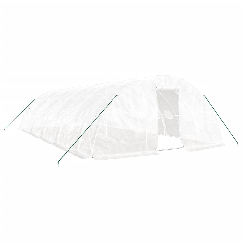 Gewächshaus mit Stahlrahmen Weiß 40 m² 8x5x2,3 m