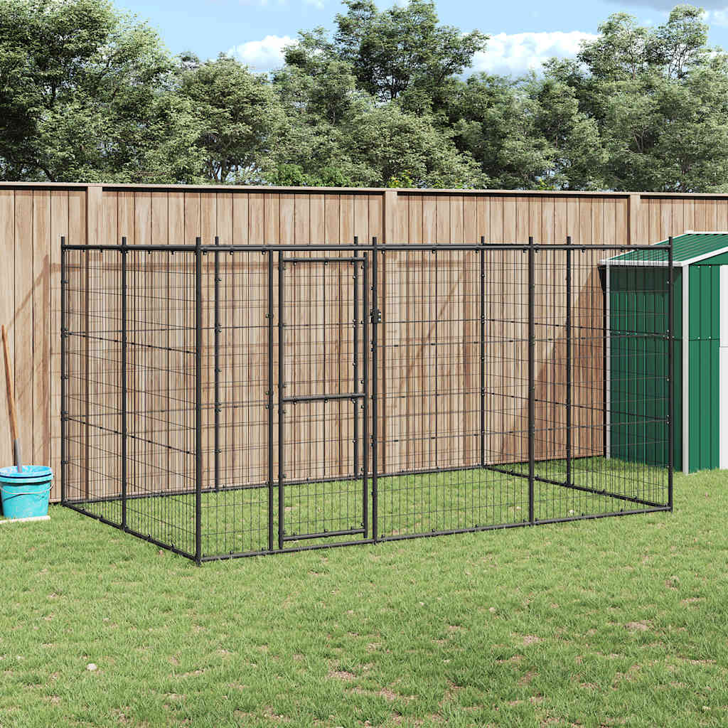 Outdoor-Hundezwinger mit Überdachung Stahl 7,26 m²