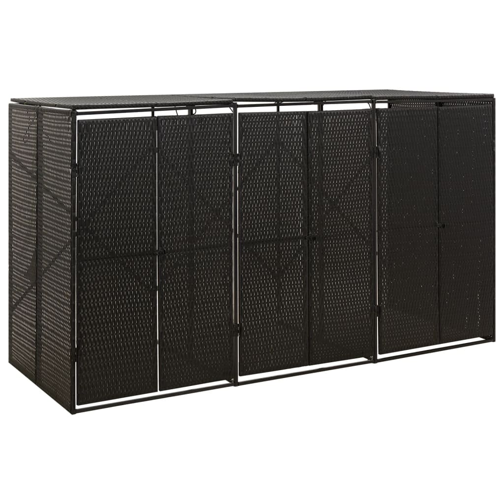 Mülltonnenbox für 1 Tonne Schwarz 70x80x117 cm Poly Rattan