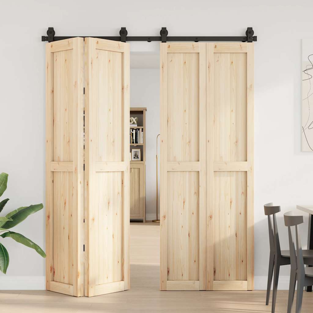 Schiebetürbeschlag-Set 183 cm Stahl Schwarz