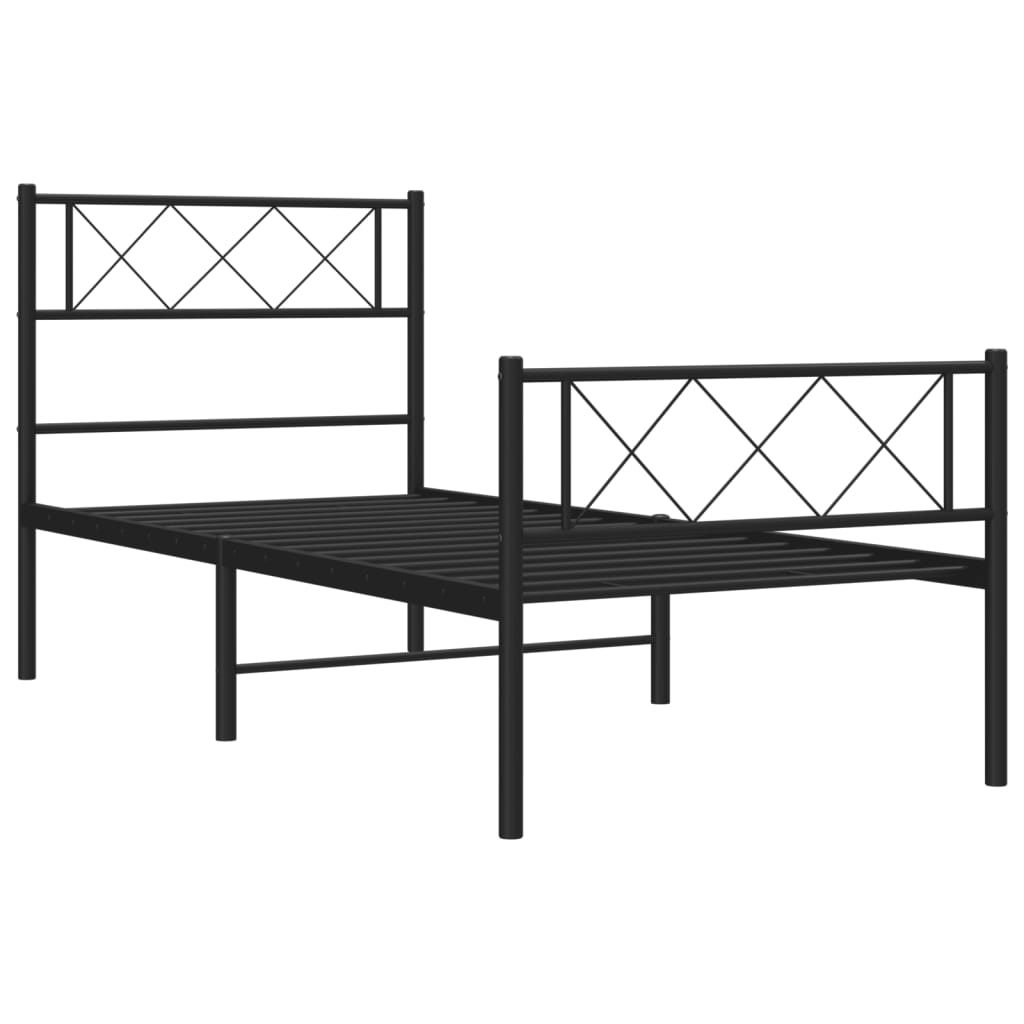 Bettgestell mit Kopfteil Metall Schwarz 100x190 cm